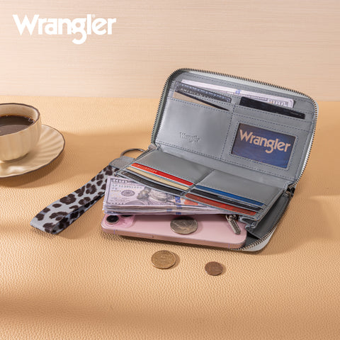 WG366-W006JN   Wrangler Leopard Print Wallet/Wristlet - Jean