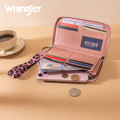 WG366-W006PK   Wrangler Leopard Print Wallet/Wristlet - Pink