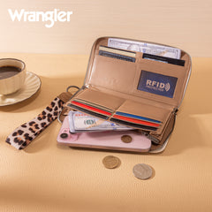 WG366-W006TN   Wrangler Leopard Print Wallet/Wristlet - Tan