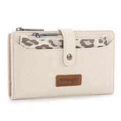 WG366-W091BG  Wrangler Western Bi-Fold  RFID Wallet/Wristlet With Detachable Pouch- Beige