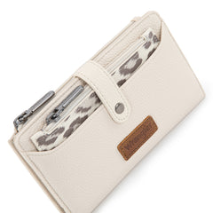 WG366-W091BG  Wrangler Western Bi-Fold  RFID Wallet/Wristlet With Detachable Pouch- Beige