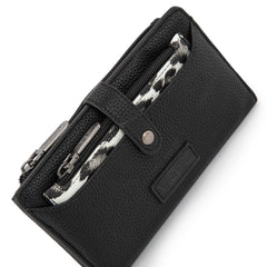 WG366-W091BK   Wrangler Western Bi-Fold  RFID Wallet/Wristlet With Detachable Pouch- Black