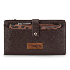 WG366-W091CF   Wrangler Western Bi-Fold  RFID Wallet/Wristlet With Detachable Pouch-Coffee