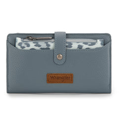 WG366-W091JN   Wrangler Western Bi-Fold  RFID Wallet/Wristlet With Detachable Pouch- Jean