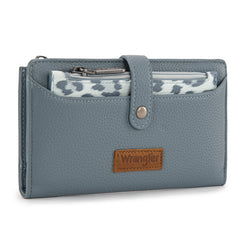 WG366-W091JN   Wrangler Western Bi-Fold  RFID Wallet/Wristlet With Detachable Pouch- Jean