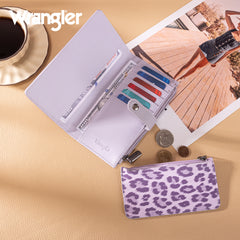 WG366-W091PP   Wrangler Western Bi-Fold  RFID Wallet/Wristlet With Detachable Pouch-Purple