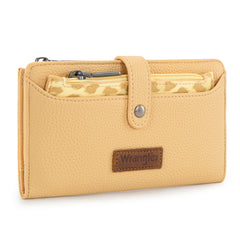 WG366-W091YL   Wrangler Western Bi-Fold  RFID Wallet/Wristlet With Detachable Pouch-Yellow