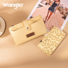 WG366-W091YL   Wrangler Western Bi-Fold  RFID Wallet/Wristlet With Detachable Pouch-Yellow