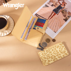 WG366-W091YL   Wrangler Western Bi-Fold  RFID Wallet/Wristlet With Detachable Pouch-Yellow