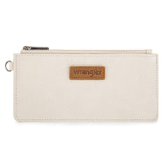 WG366-W114  Wrangler Leopard Print Dual Pouch Wristlet with Zipper Round Case- Beige