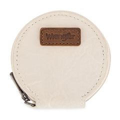 WG366-W114  Wrangler Leopard Print Dual Pouch Wristlet with Zipper Round Case- Beige