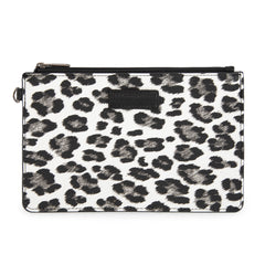 WG366-W114  Wrangler Leopard Print Dual Pouch Wristlet with Zipper Round Case- Black