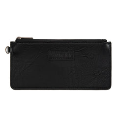 WG366-W114  Wrangler Leopard Print Dual Pouch Wristlet with Zipper Round Case- Black