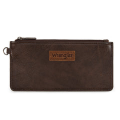 WG366-W114  Wrangler Leopard Print Dual Pouch Wristlet with Zipper Round Case-Coffee