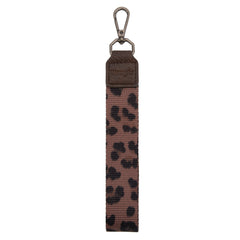 WG366-W114  Wrangler Leopard Print Dual Pouch Wristlet with Zipper Round Case-Coffee