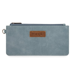 WG366-W114  Wrangler Leopard Print Dual Pouch Wristlet with Zipper Round Case-Jean