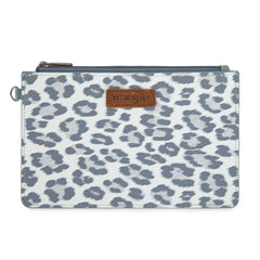 WG366-W114  Wrangler Leopard Print Dual Pouch Wristlet with Zipper Round Case-Jean