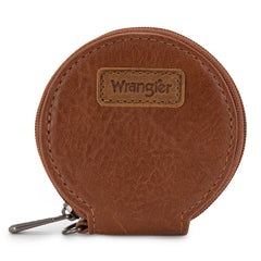 WG366-W114  Wrangler Leopard Print Dual Pouch Wristlet with Zipper Round Case-Leopard