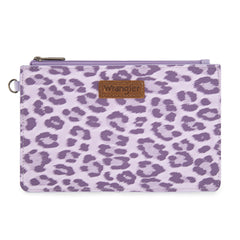 WG366-W114  Wrangler Leopard Print Dual Pouch Wristlet with Zipper Round Case-Purple