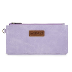 WG366-W114  Wrangler Leopard Print Dual Pouch Wristlet with Zipper Round Case-Purple