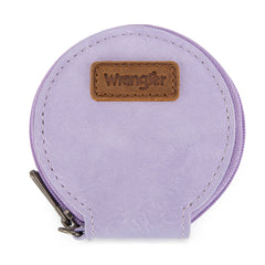 WG366-W114  Wrangler Leopard Print Dual Pouch Wristlet with Zipper Round Case-Purple