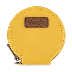 WG366-W114  Wrangler Leopard Print Dual Pouch Wristlet with Zipper Round Case- Yellow