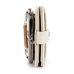 WWG366-W116BG  Wrangler Western Leopard Print Small Bi-Fold with Kiss Clasp Coin Purse -Beige