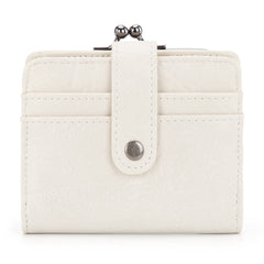 WWG366-W116BG  Wrangler Western Leopard Print Small Bi-Fold with Kiss Clasp Coin Purse -Beige