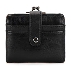 WG366-W116BK  Wrangler Western Leopard Print Small Bi-Fold with Kiss Clasp Coin Purse -Black