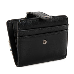 WG366-W116BK  Wrangler Western Leopard Print Small Bi-Fold with Kiss Clasp Coin Purse -Black