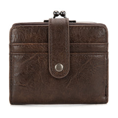 WG366-W116CF  Wrangler Western Leopard Print Small Bi-Fold with Kiss Clasp Coin Purse -Coffee