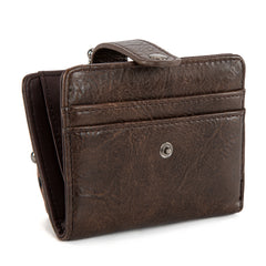 WG366-W116CF  Wrangler Western Leopard Print Small Bi-Fold with Kiss Clasp Coin Purse -Coffee