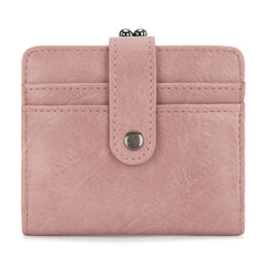 WG366-W116DPK  Wrangler Western Leopard Print Small Bi-Fold with Kiss Clasp Coin Purse -Dark Pink