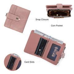 WG366-W116DPK  Wrangler Western Leopard Print Small Bi-Fold with Kiss Clasp Coin Purse -Dark Pink