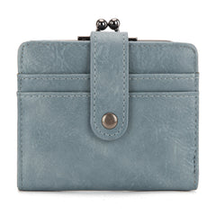 WG366-W116JN Wrangler Western Leopard Print Small Bi-Fold with Kiss Clasp Coin Purse - Jean