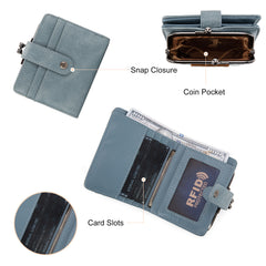 WG366-W116JN Wrangler Western Leopard Print Small Bi-Fold with Kiss Clasp Coin Purse - Jean