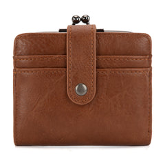 WG366-W116LP  Wrangler Western Leopard Print Small Bi-Fold with Kiss Clasp Coin Purse -Leopard