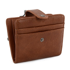 WG366-W116LP  Wrangler Western Leopard Print Small Bi-Fold with Kiss Clasp Coin Purse -Leopard