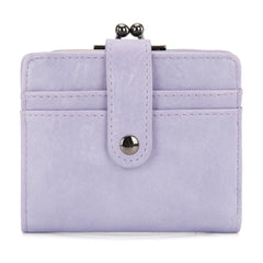 WG366-W116PP  Wrangler Western Leopard Print Small Bi-Fold with Kiss Clasp Coin Purse -Purple