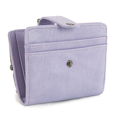 WG366-W116PP  Wrangler Western Leopard Print Small Bi-Fold with Kiss Clasp Coin Purse -Purple