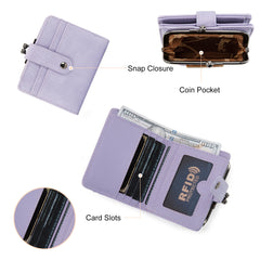 WG366-W116PP  Wrangler Western Leopard Print Small Bi-Fold with Kiss Clasp Coin Purse -Purple