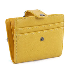 WG366-W116YL  Wrangler Western Leopard Print Small Bi-Fold with Kiss Clasp Coin Purse -Yellow)