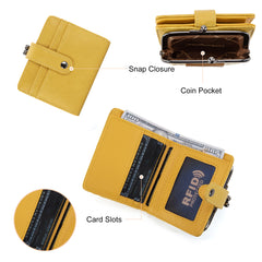 WG366-W116YL  Wrangler Western Leopard Print Small Bi-Fold with Kiss Clasp Coin Purse -Yellow)
