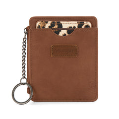 WG366-W118BR   Wrangler Small Card Case Wallet Key Chain/Detachable Card Holder- Brown