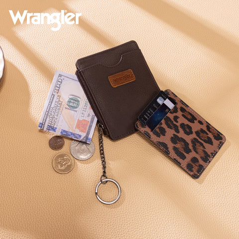 WG366-W118CF  Wrangler Small Card Case Wallet Key Chain/Detachable Card Holder- Coffee
