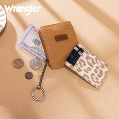 WG366-W118TN   Wrangler Small Card Case Wallet Key Chain/Detachable Card Holder- Tan