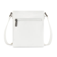 WG367-8360  Wrangler Leather Fringe Jean Denim Pocket Crossbody - Beige