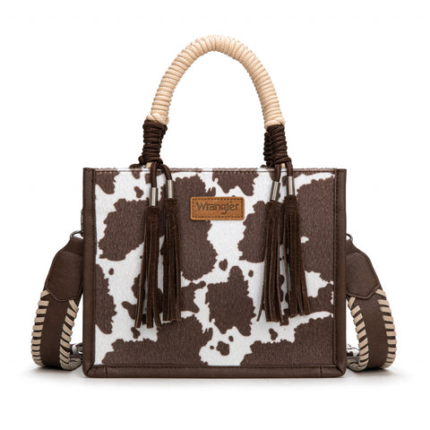 PRE-ORDER WG386-8120S  Wrangler Cow Print Tote/Crossbody -Coffee