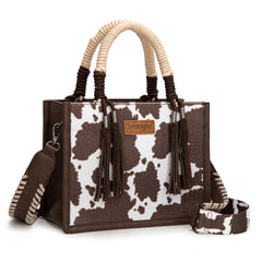 PRE-ORDER WG386-8120S  Wrangler Cow Print Tote/Crossbody -Coffee