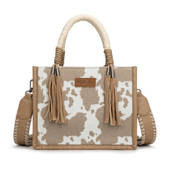PRE-ORDER WG386-8120S  Wrangler Cow Print Tote/Crossbody -Khaki